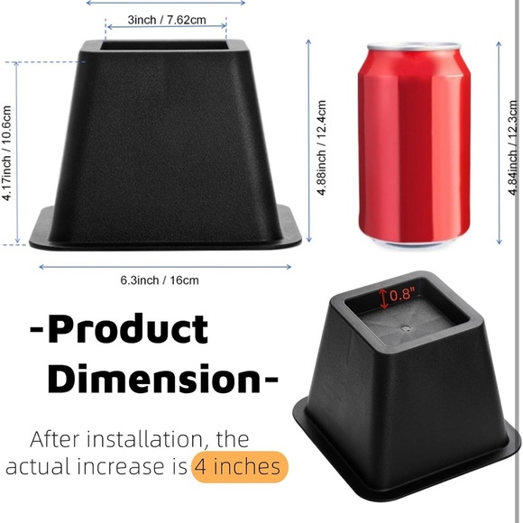 Black Bed Risers Set - Picture 3 of 7